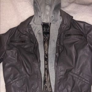 Deb hooded leather jacket